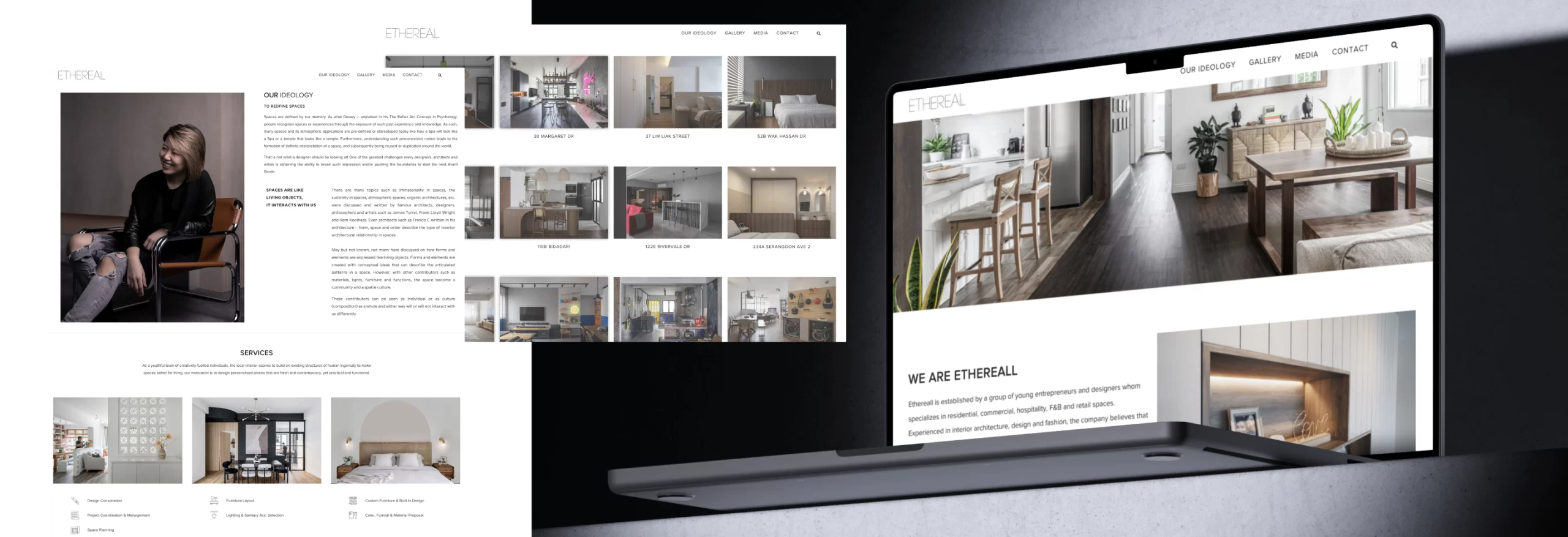 Interior design WordPress website for Ethereall by Singapore designer iamfongfong